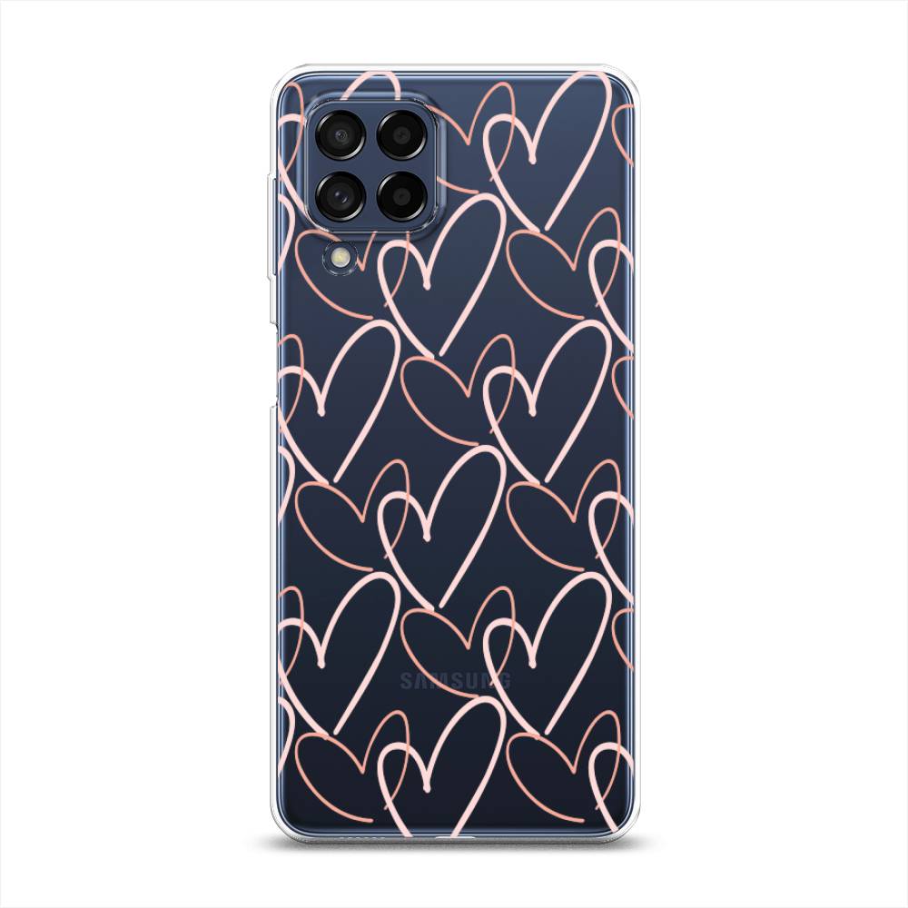 

Чехол на Samsung Galaxy M53 "Узор из сердечек", Розовый;бежевый, 2105850-6