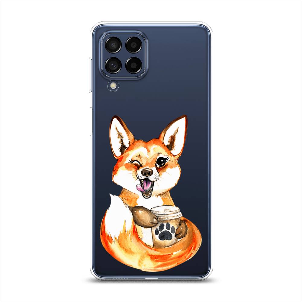 

Чехол на Samsung Galaxy M53 "Подмигивающая лиса с кофе", Оранжевый;белый;коричневый, 2105850-4
