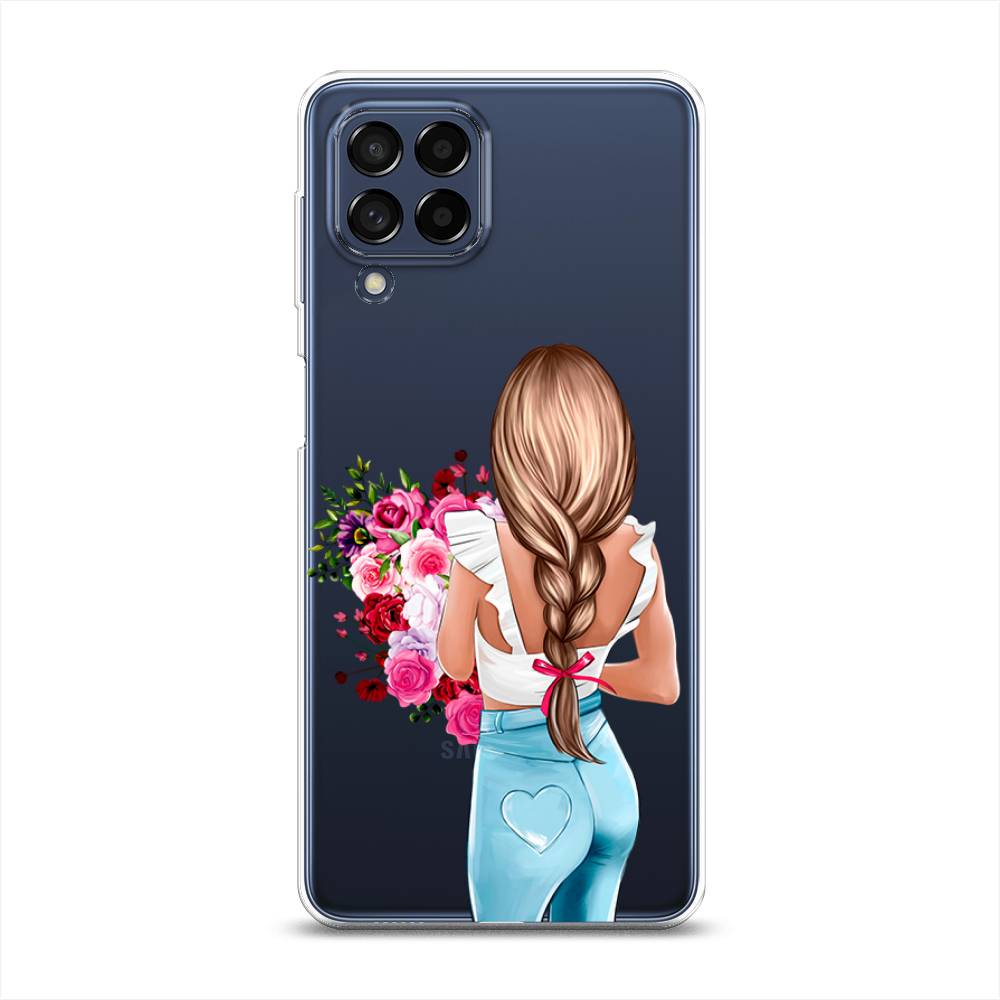 

Чехол на Samsung Galaxy M53 "Девушка с цветами", Коричневый;розовый;голубой, 2105850-6
