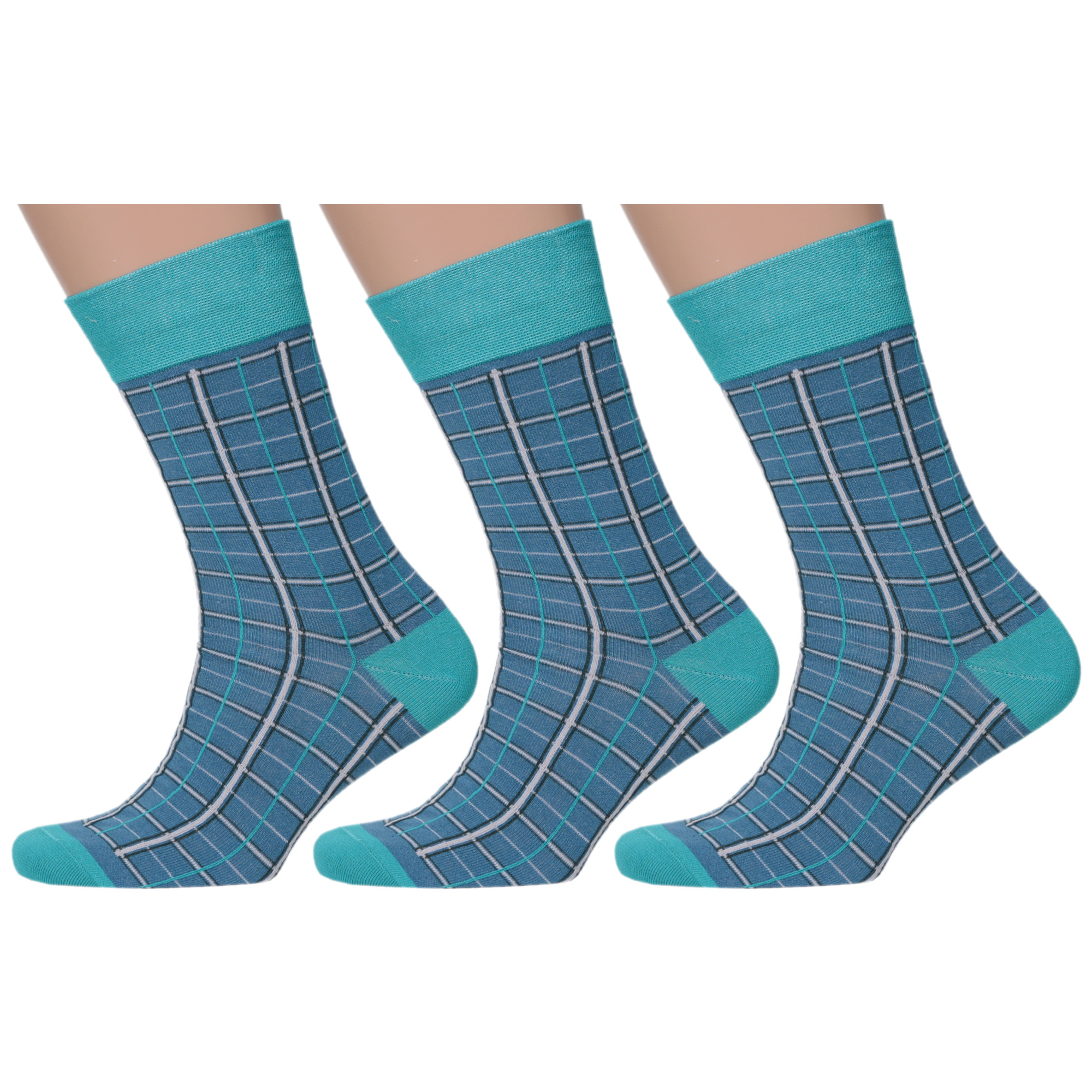 Комплект носков мужских MoscowSocksClub msk3-М30 бирюзовых 25