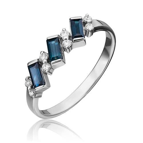 

Кольцо из белого золота р. 16,5 PLATINA jewelry 01-0852-00-105-1120-30, сапфир/бриллиант, 01-0852-00-105-1120-30