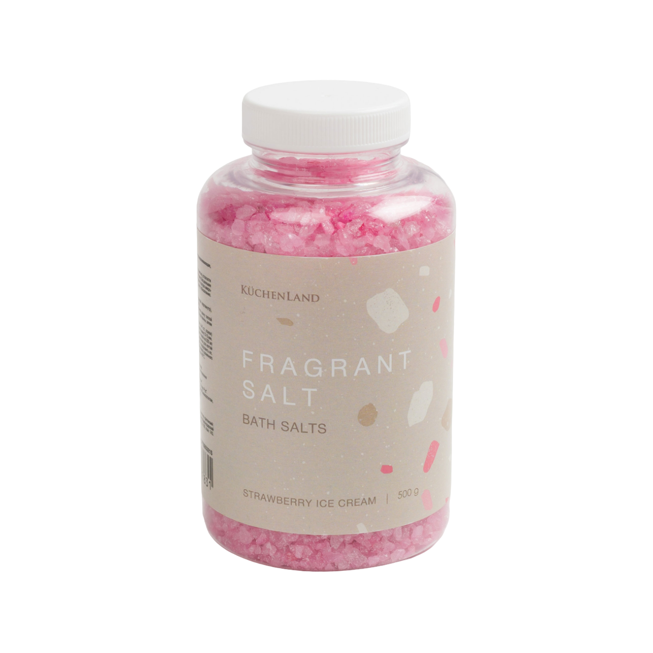 Соль для ванны Kuchenland Fragrant salt, клубничное мороженое, розовая, с шиммером 500 г