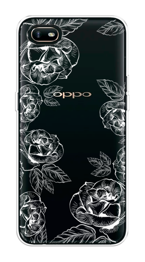 

Чехол на Oppo A1k "Розы графика", Черный;серый, 252150-2