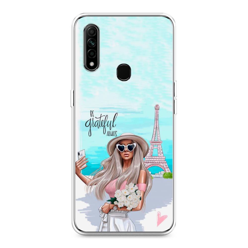 

Чехол для Oppo A31 "Селфи Париж", Голубой;бежевый, 252250-6