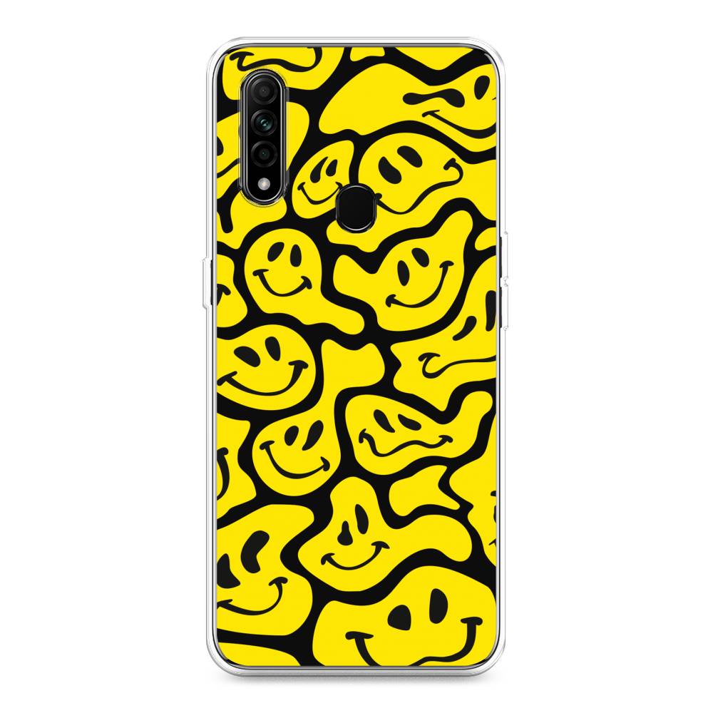 

Чехол для Oppo A31 "Расплывчатые смайлики желтые", Черный;желтый, 252250-6