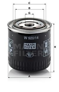 

Фильтр масляный двигателя MANN-FILTER W920/14, W 920/14