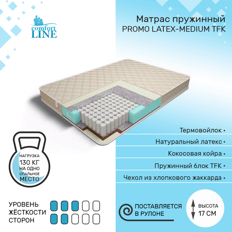 

Матрас пружинный Comfort Line Promo Latex-Medium TFK 185х190, высота 17 см, Promo Latex-Medium TFK