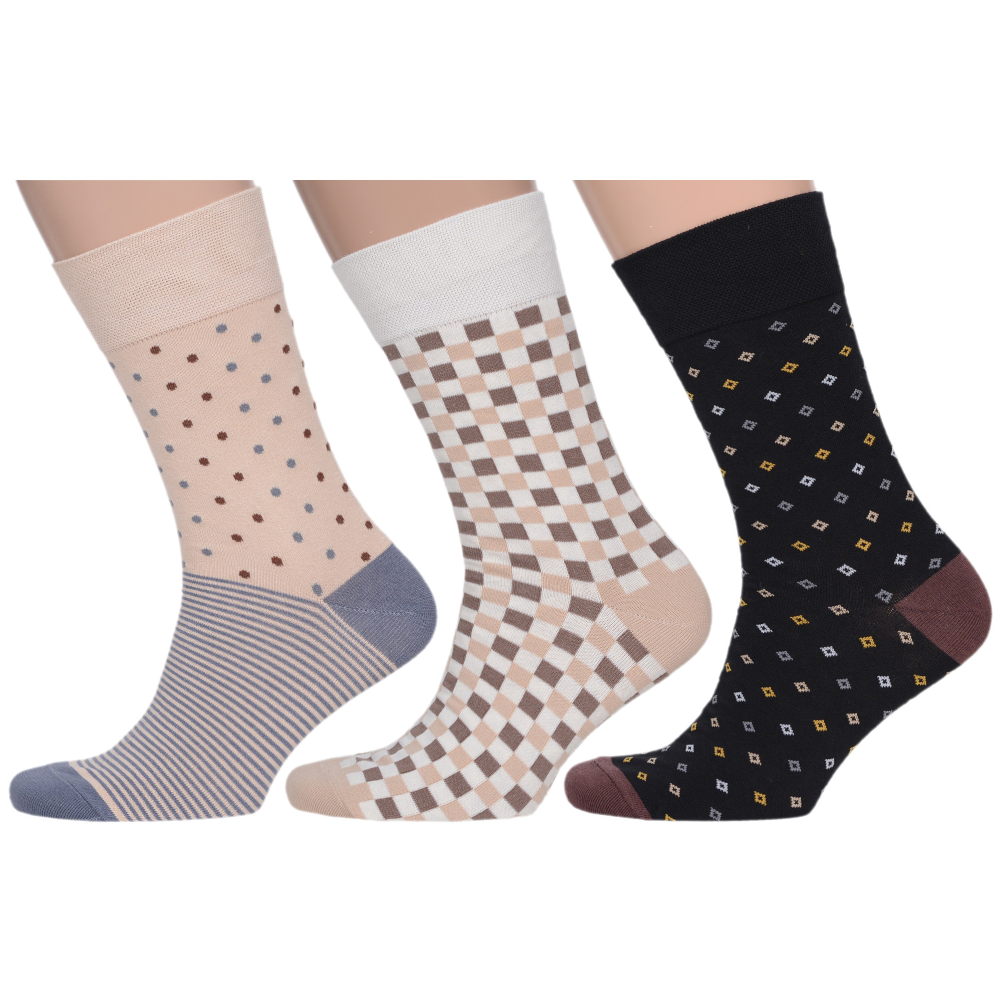

Комплект носков мужских MoscowSocksClub msk3-М33 разноцветных 27, Бежевый;черный, msk3-М33