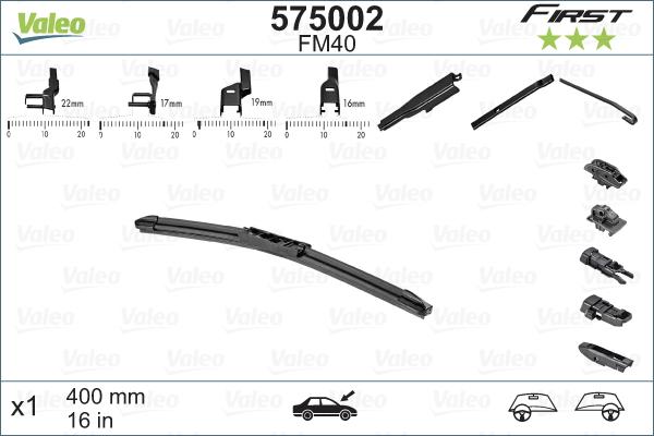 

VL575002_щетка стеклоочистителя! 400/16' бескаркасная First Multiconnection FM40