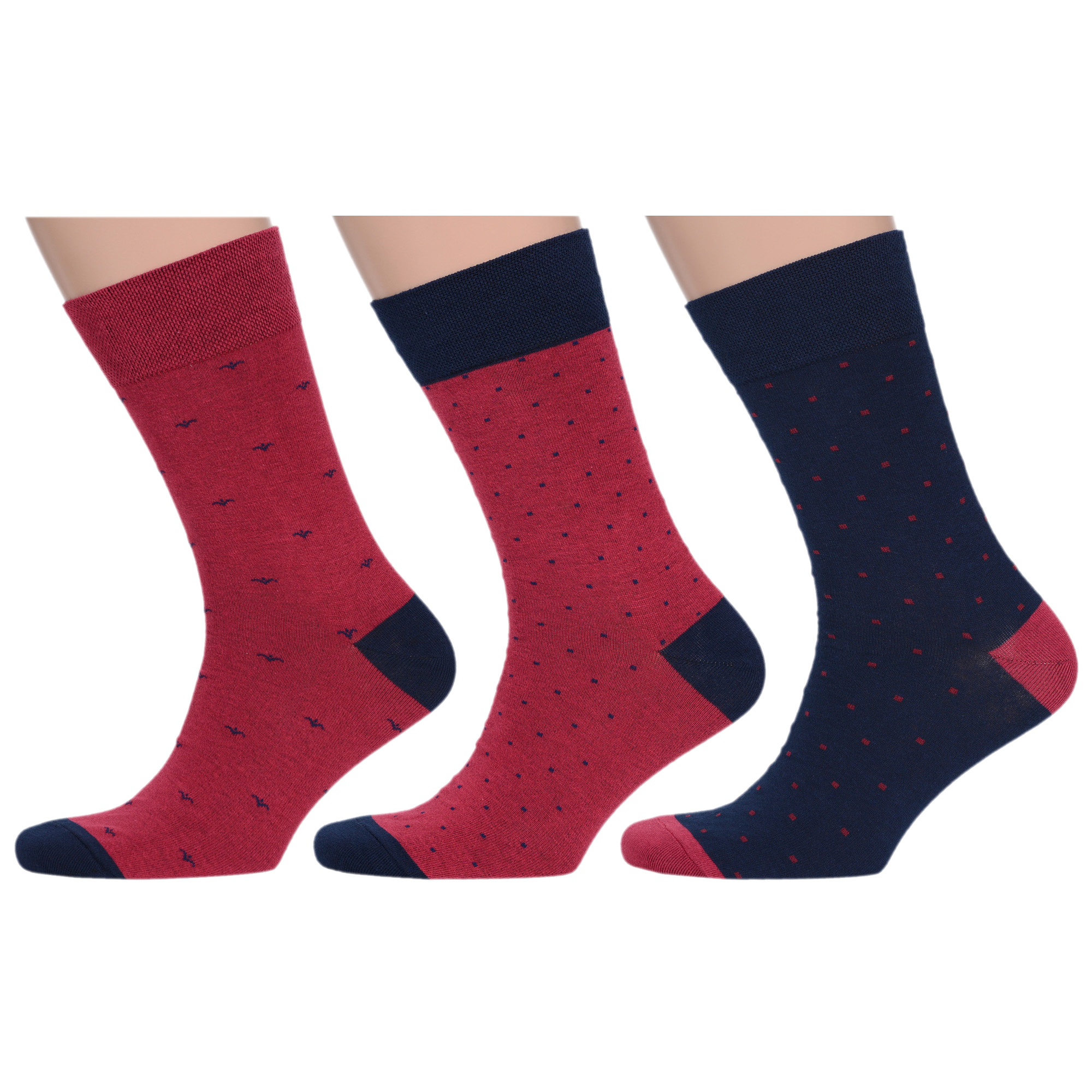 

Комплект носков мужских MoscowSocksClub msk3-М34 разноцветных 29, Бордовый;синий, msk3-М34