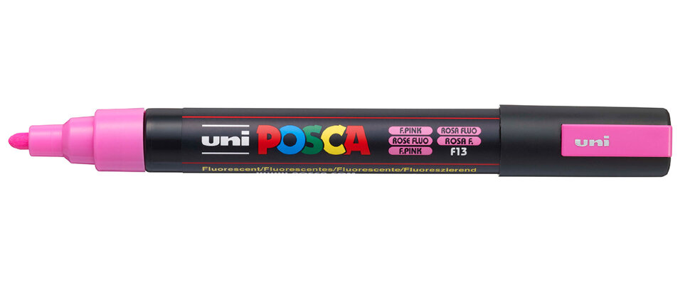 Маркер Uni POSCA PC-5M 1,8-2,5мм овальный (флуоресцентный розовый (fluorescent pink) F13)
