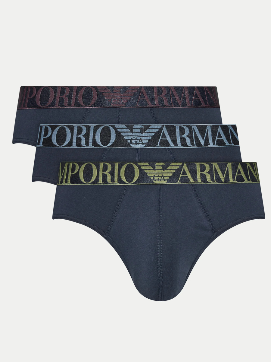 Комплект трусов мужских Emporio Armani 111734_4F726 синих XL 3 шт 14720₽