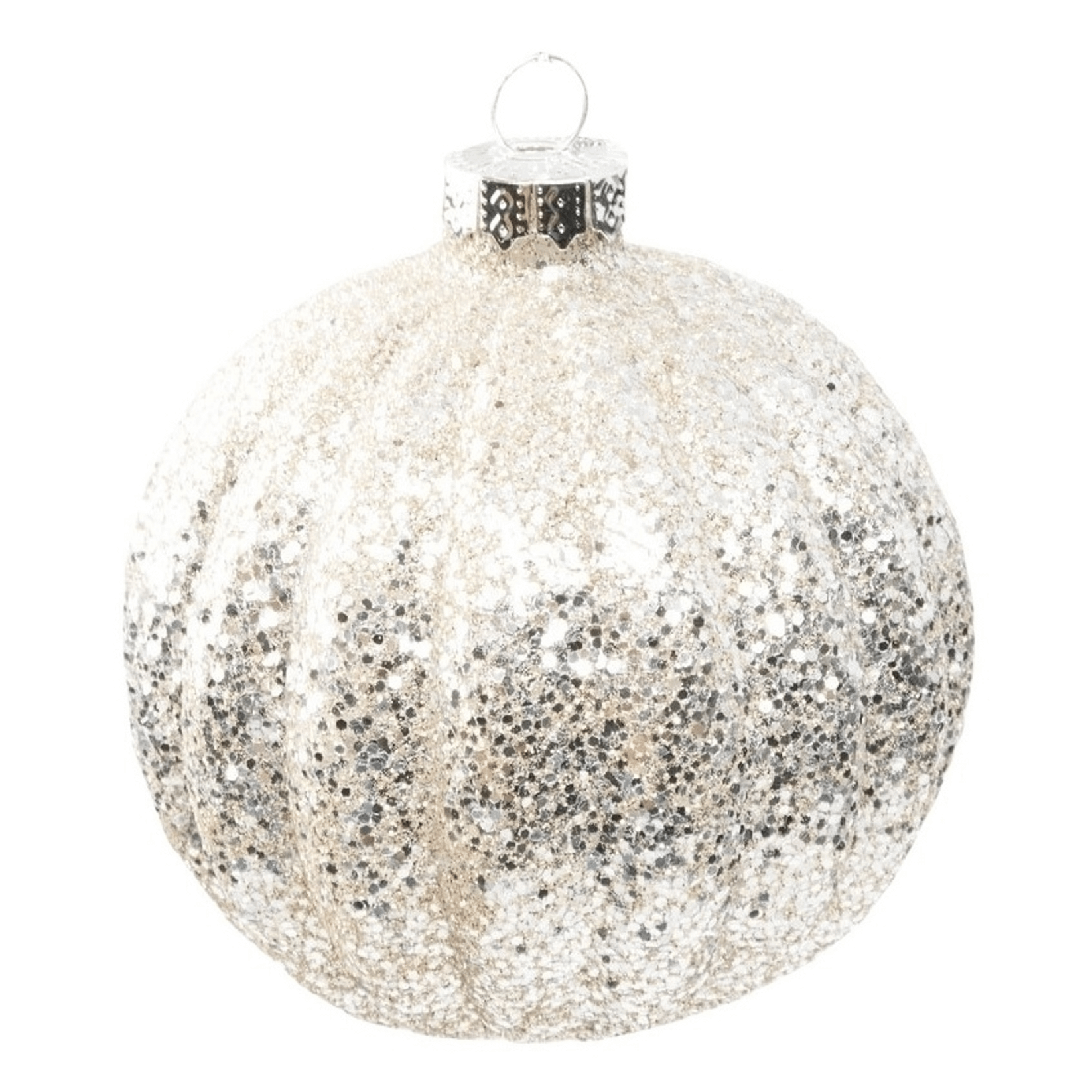 

Елочная игрушка Baoying dongfeng Шар с декором из продольных полос серебристый 8 см