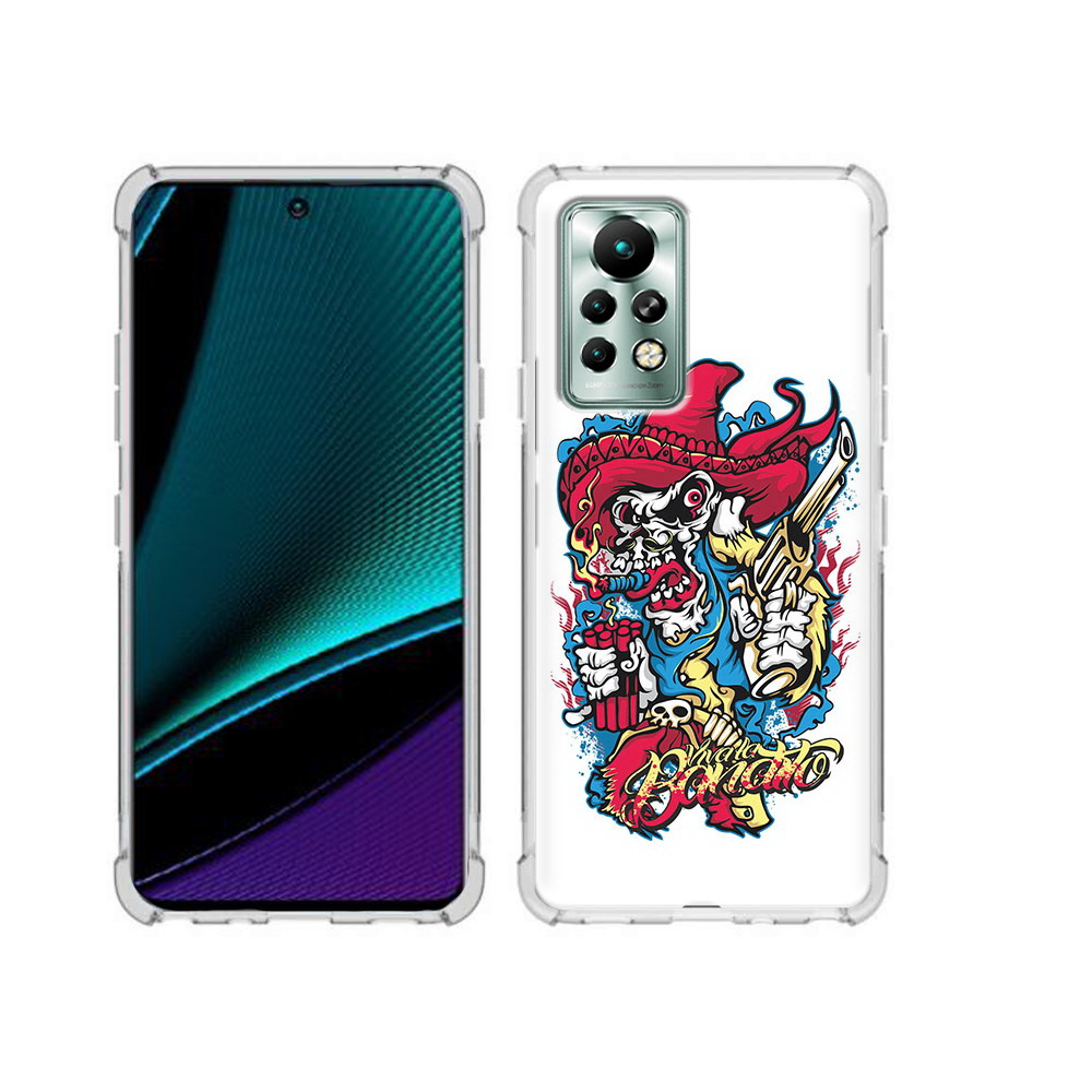 

Чехол MyPads Tocco для Infinix Note 11 Pro нарисованный скелет с писталетом, Прозрачный, Tocco