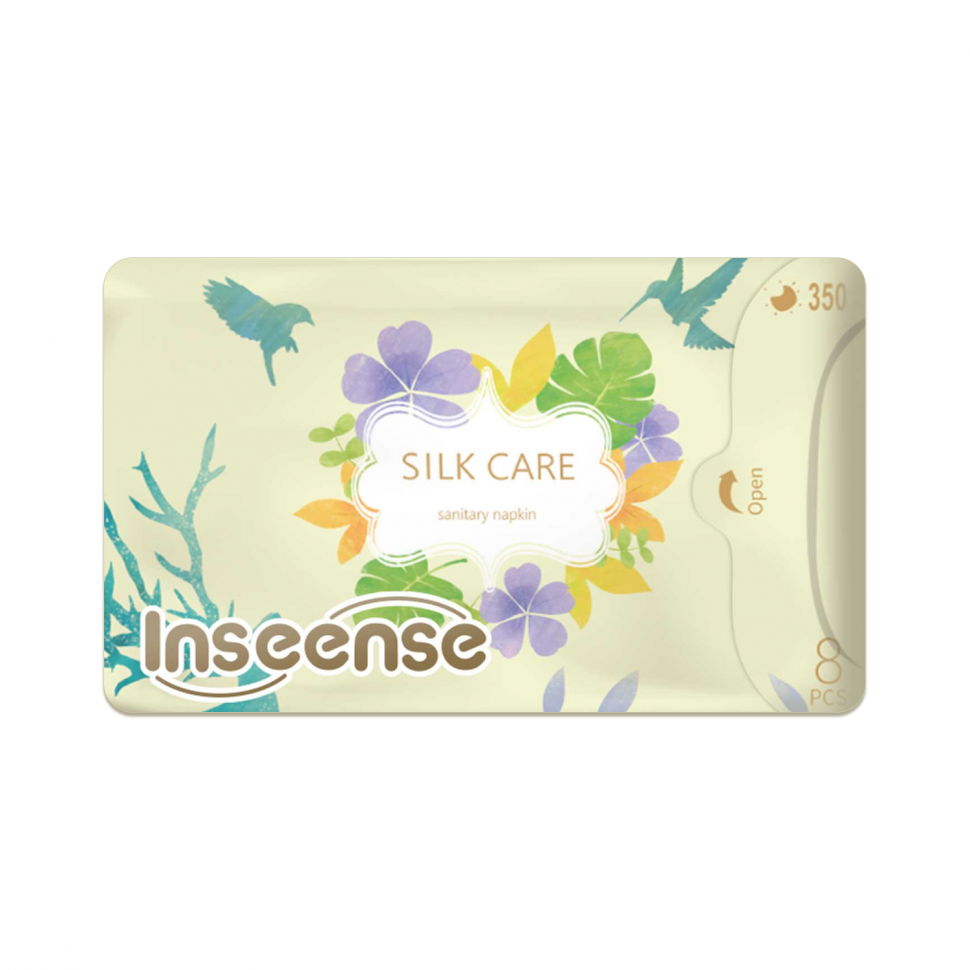 фото Прокладки inseense silk care женские гигиенические ночные плюс 7 капель 350 мм 8 шт.