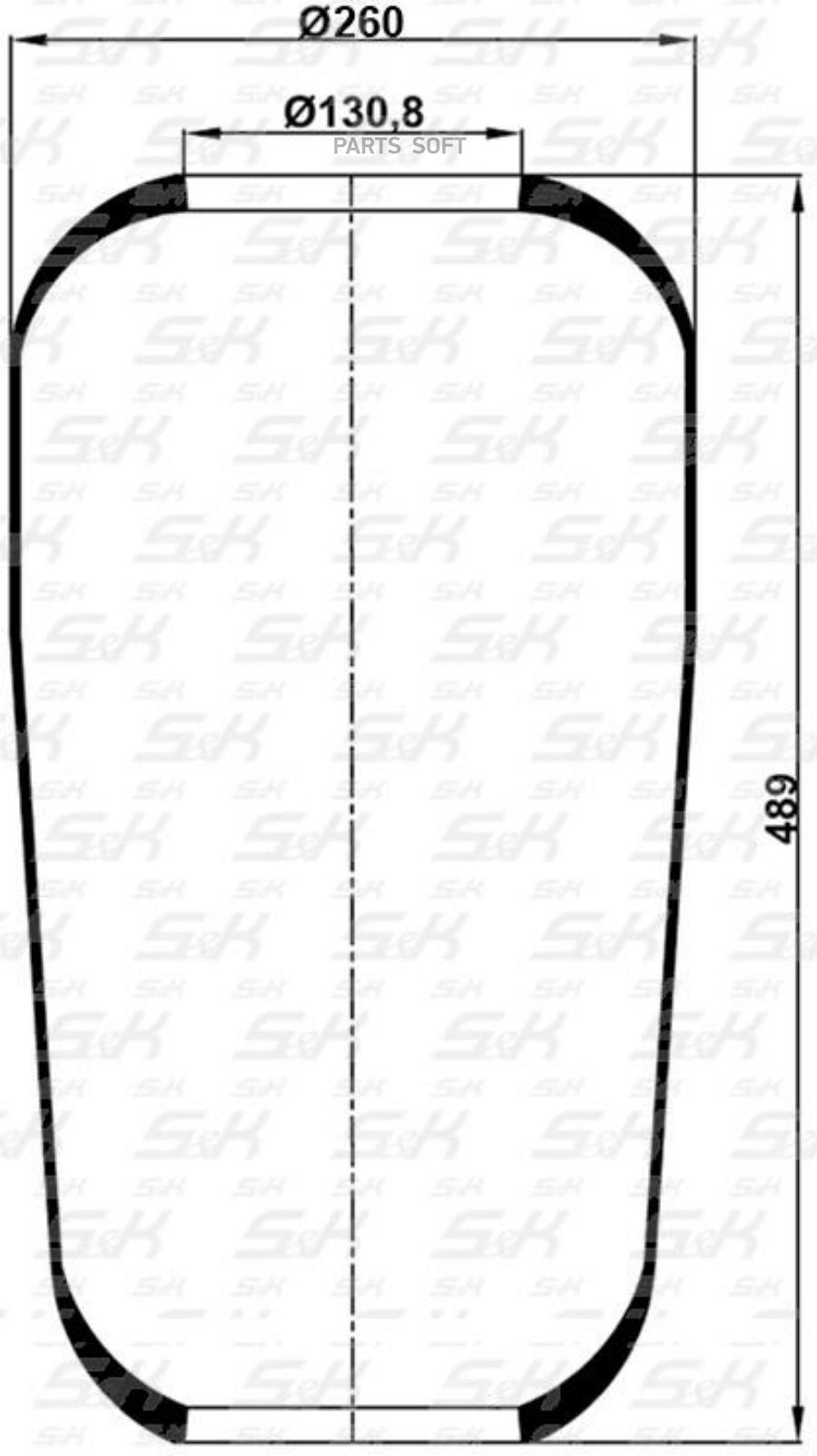 

Пневмоподушка ( Резина) [Кон. 489x260x130.8] S&K арт. SK142101