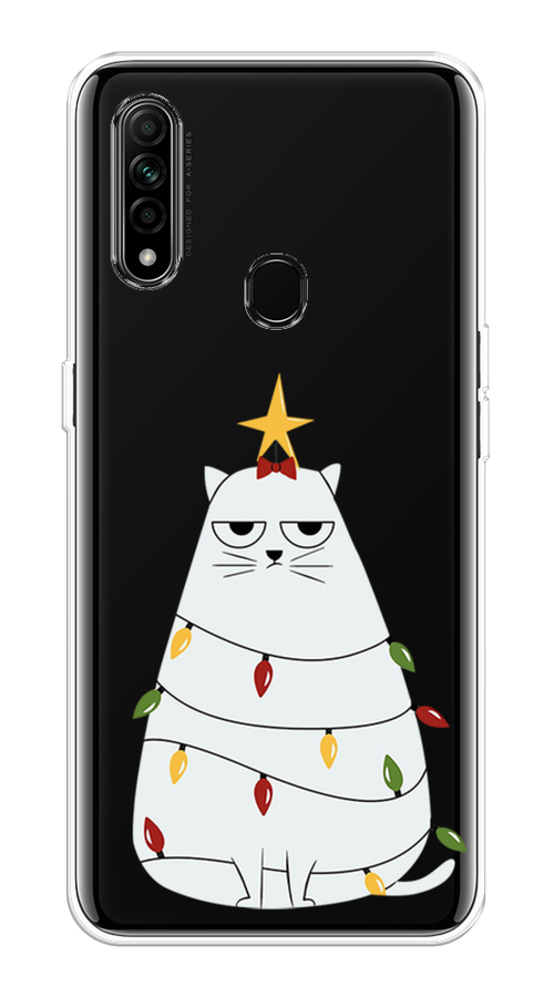 

Чехол на Oppo A31 "Котик в гирлянде", Белый;красный;желтый, 252250-1