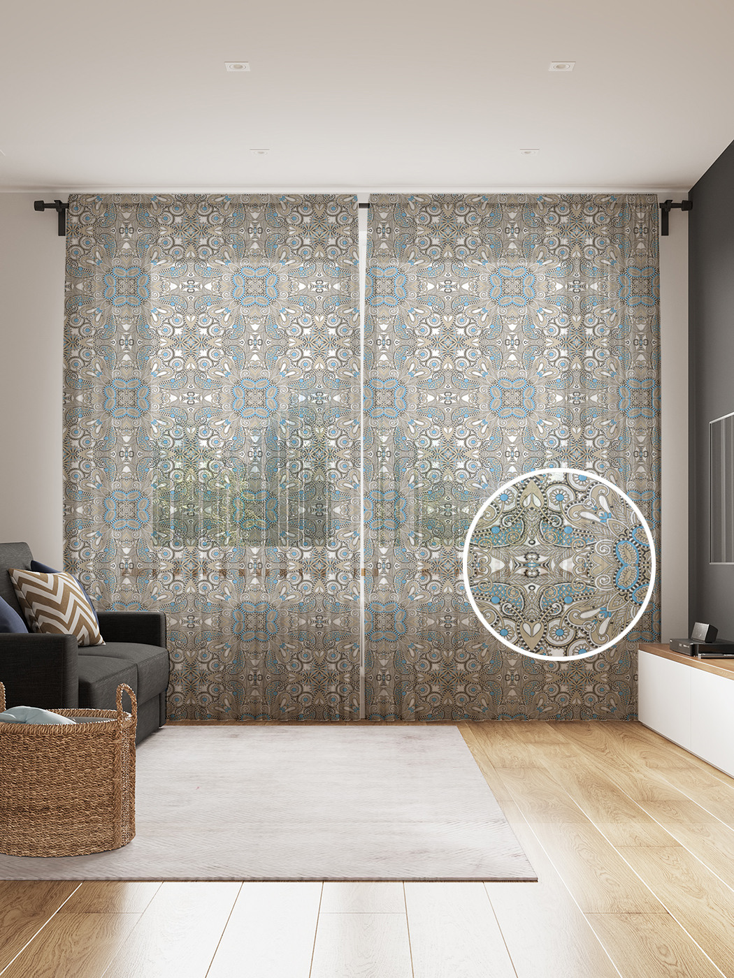 

Фототюль JoyArty "Традиционный флористический орнамент" 145x265см, Традиционный флористический орнамент