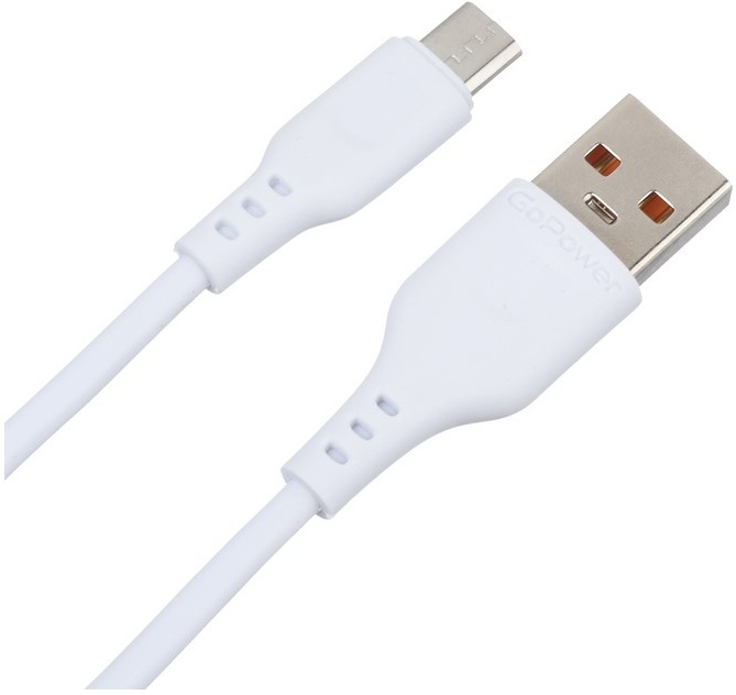 Кабель GoPower GP01M USB - Micro-USB 24 А 1 м белый 00-00018563 665₽