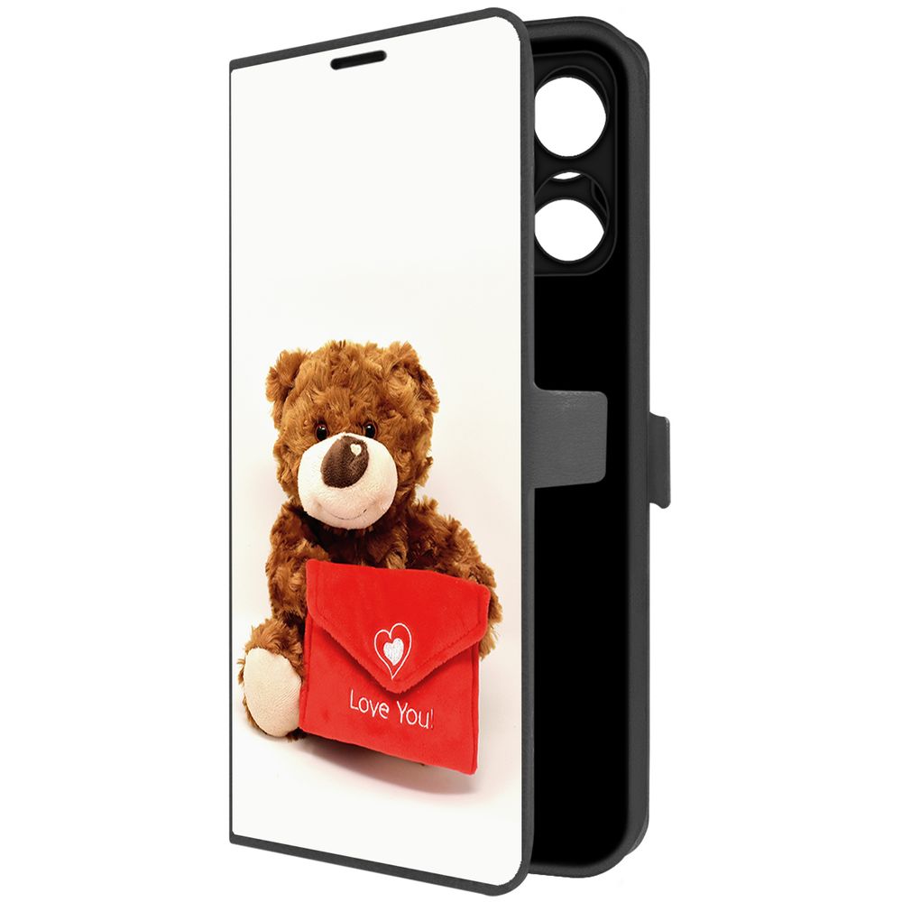 Чехол-книжка Krutoff Eco Book для Realme C61 Медвежонок тебя любит (черный)