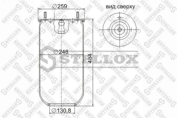 

Пневмоподушка без стак.!2шп.M10 1отв-шт.M16 Н:отв.D130.8 Volvo FM/FH12