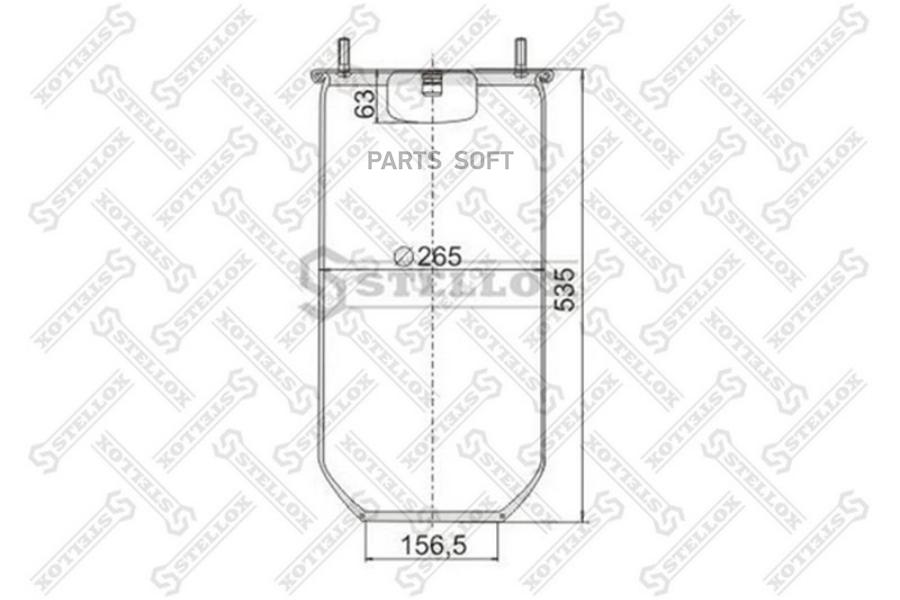 Пневмоподушка без стак.!2шп.M12 смещ.25 1отв-шт.M22 Н:отв.D156.5 Schmitz,Weweler