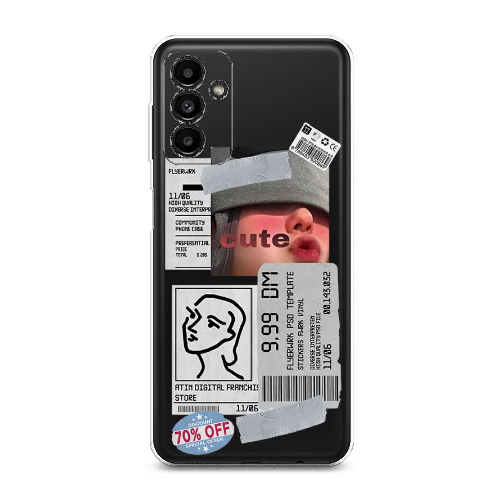 

Чехол на Samsung Galaxy A04s "Cute girl collage", Розовый;серый;голубой, 2106450-6