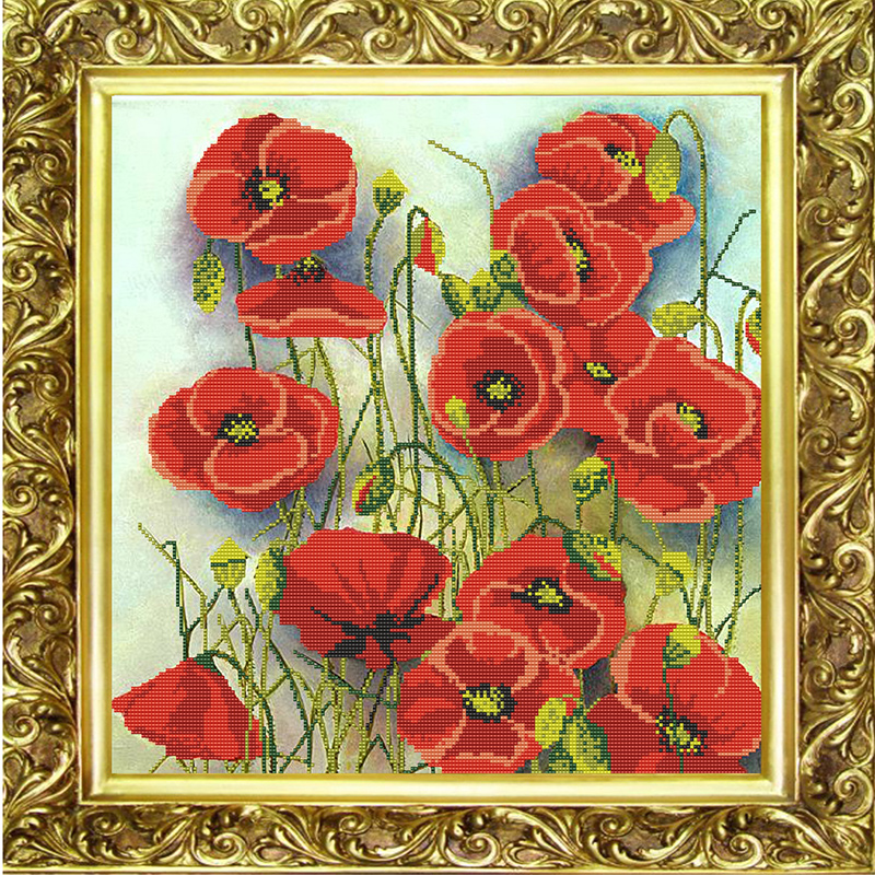 

Схемы для вышивания бисером Маки 9640, 40x40 см от Конёк