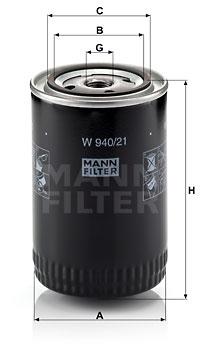 

Фильтр масляный двигателя MANN-FILTER W940/21, фильтр масляный двигателя W940/21