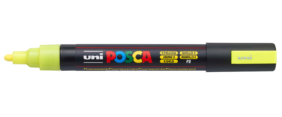 Маркер Uni POSCA PC-5M 1,8-2,5мм овальный (флуоресцентный желтый (fluorescent yellow) F2)