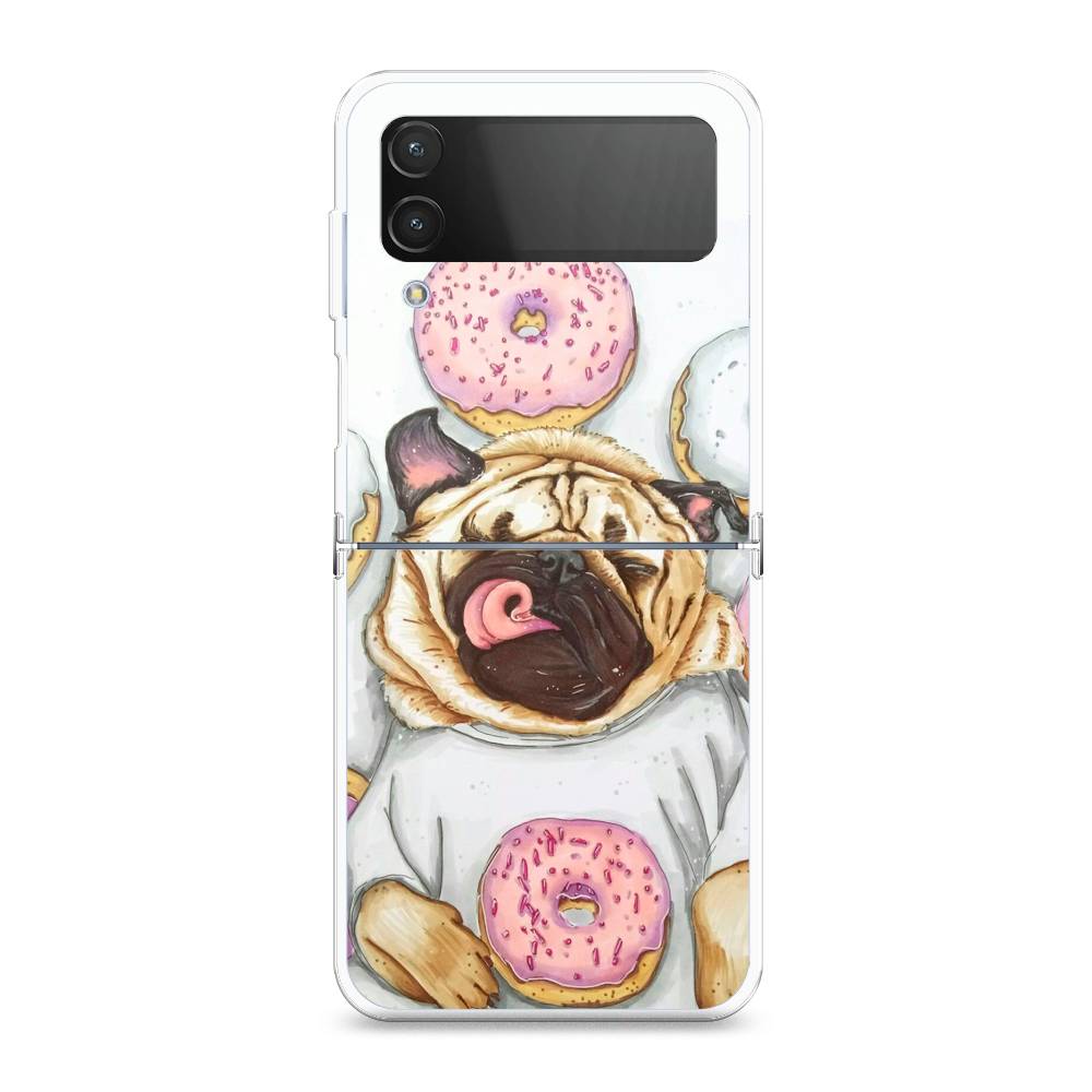 

Чехол на Samsung Galaxy Z Flip 4 "Счастливый мопс", Розовый;бежевый;коричневый, 2106650-1
