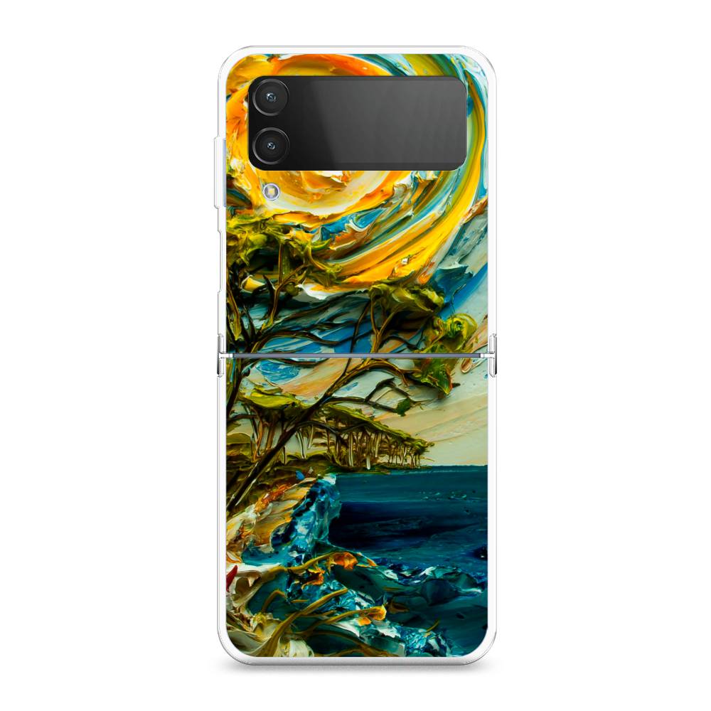

Чехол на Samsung Galaxy Z Flip 4 "Солнце живопись", Желтый;синий, 2106650-4