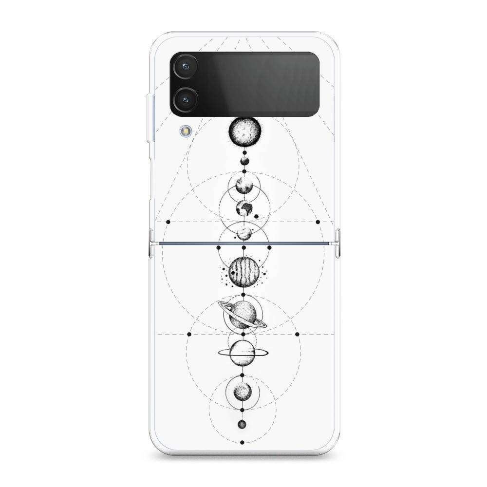 

Чехол на Samsung Galaxy Z Flip 4 "Парад планет", Серый, 2106650-2