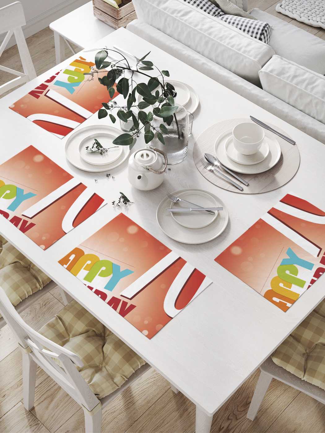 

Комплект салфеток JoyArty "Радужные блики" для сервировки стола 32х46 см, 4шт, Красный