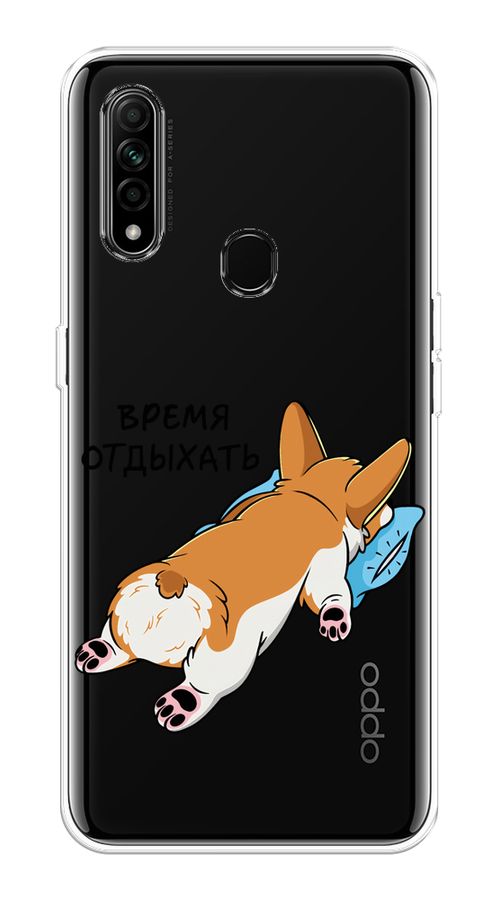 

Чехол на Oppo A31 "Корги отдыхает", Черный;коричневый;голубой, 252250-1