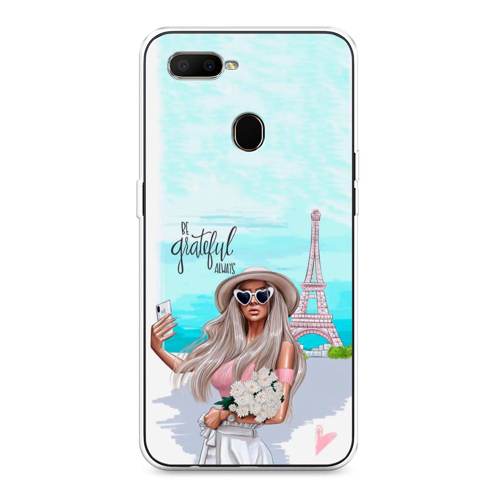 

Чехол для Oppo A5s "Селфи Париж", Голубой;бежевый, 252350-6