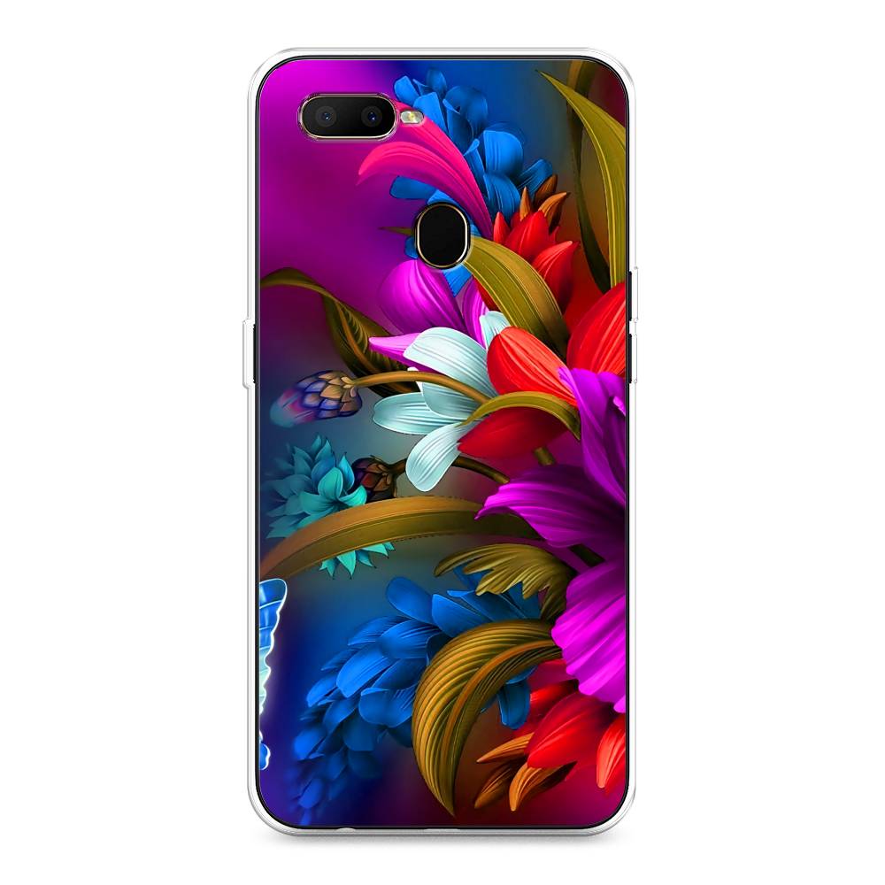 

Чехол для Oppo A5s "Фантастические цветы", Фиолетовый;красный;синий, 252350-2