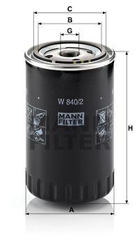 

Фильтр масляный двигателя MANN-FILTER W840/2, фильтр масляный двигателя W840/2