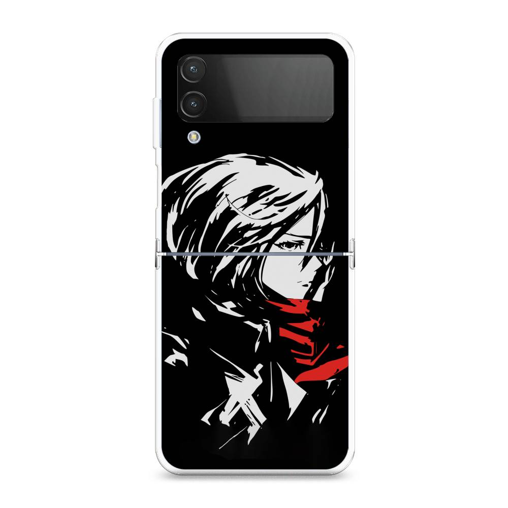

Чехол на Samsung Galaxy Z Flip 4 "Микаса минимализм", Черный;серый;красный, 2106650-4