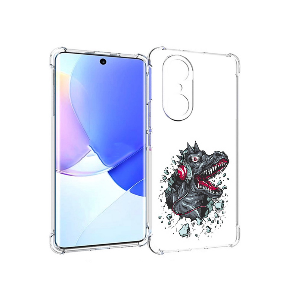

Чехол MyPads Tocco для Honor 60 Pro Нарисованный динозавр в наушниках, Прозрачный, Tocco
