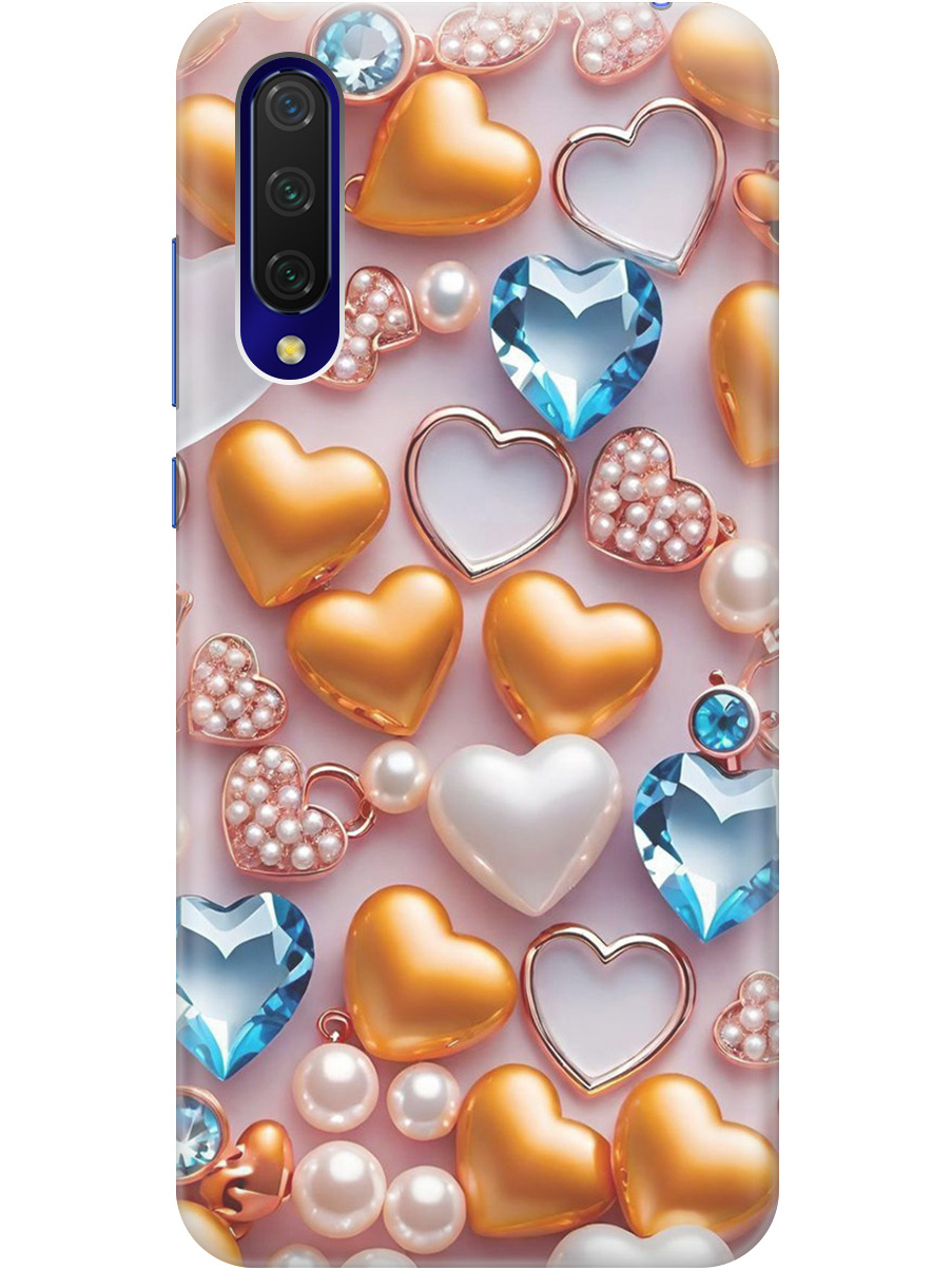 

Силиконовый чехол на Xiaomi Mi 9 Lite / CC9 с принтом "Украшения и сердечки", Прозрачный;белый;золотистый;голубой, 721722591