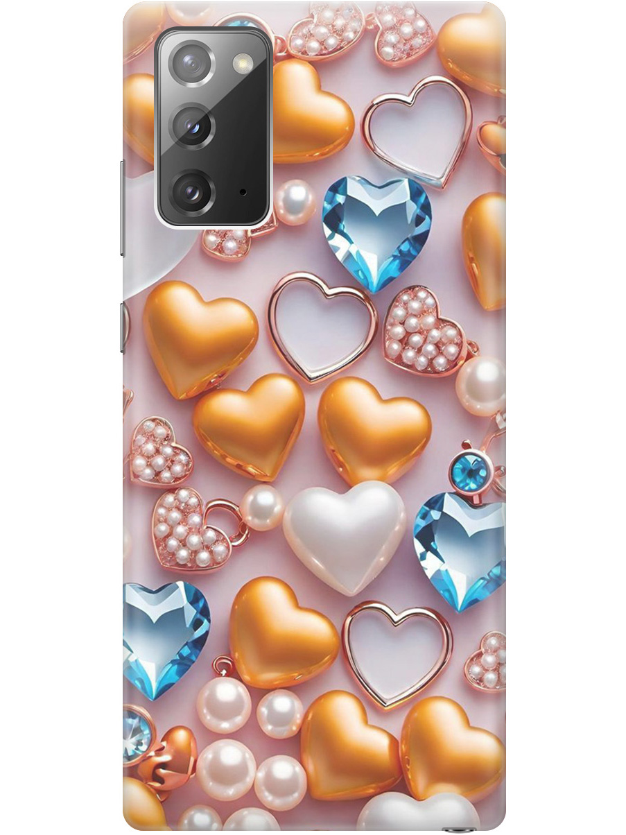 

Силиконовый чехол на Samsung Galaxy Note 20 с принтом "Украшения и сердечки", Прозрачный;белый;золотистый;голубой, 723276391