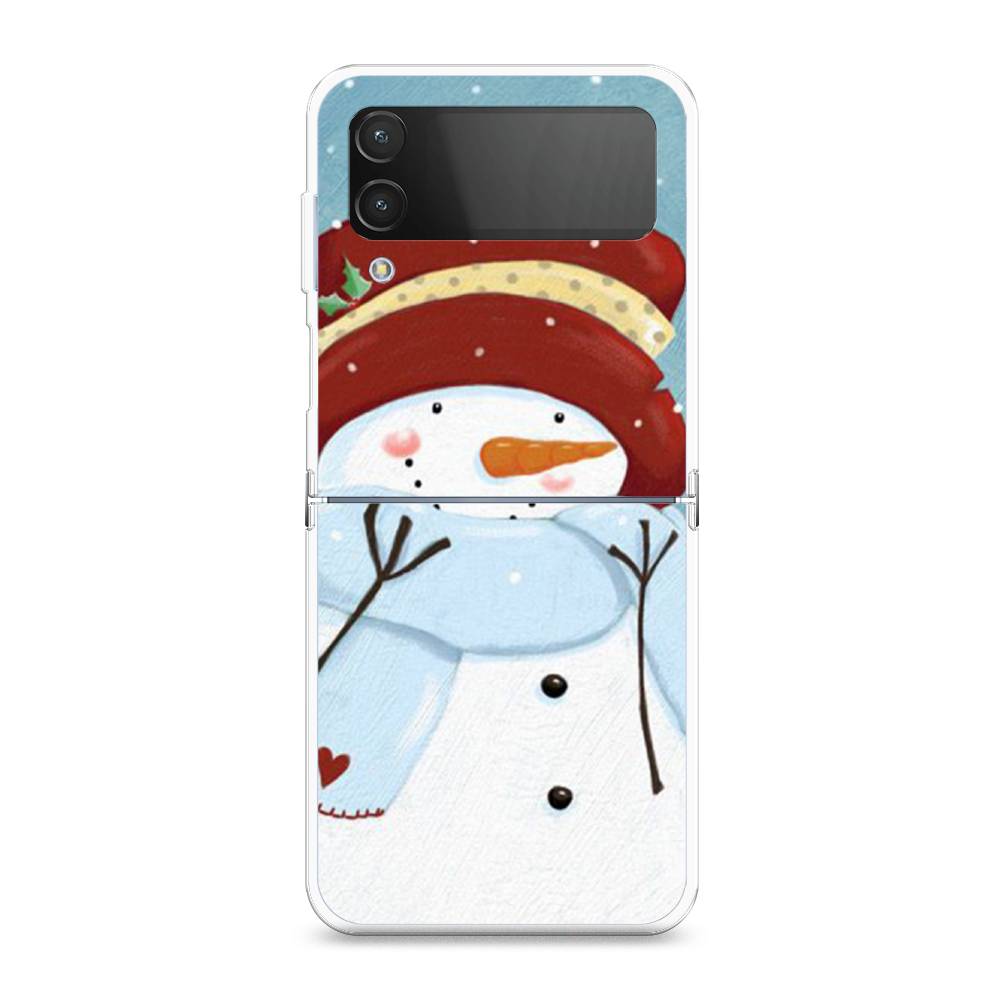 

Чехол на Samsung Galaxy Z Flip 4 "Застенчивый снеговик", Голубой;белый;красный, 2106650-5