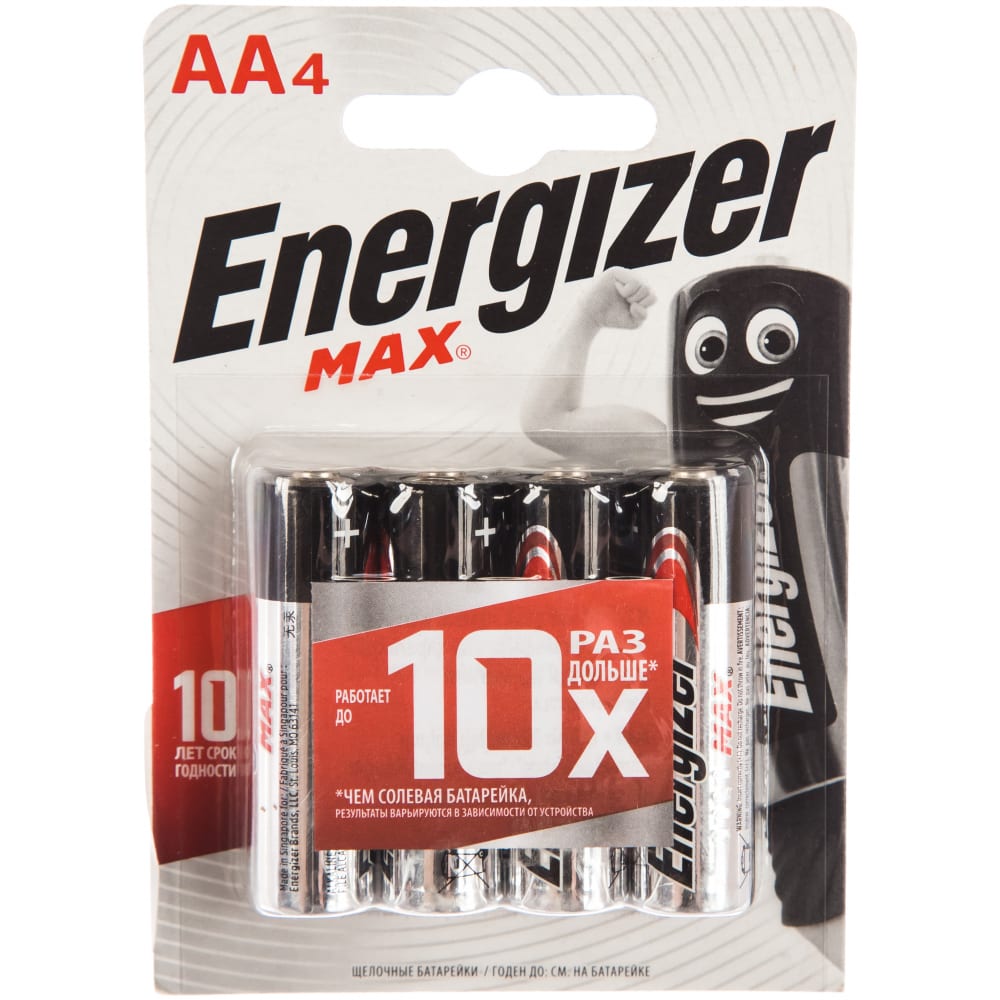 

Energizer Батарейка щелочная LR6 AA MAX 1.5В бл/4 7638900437645