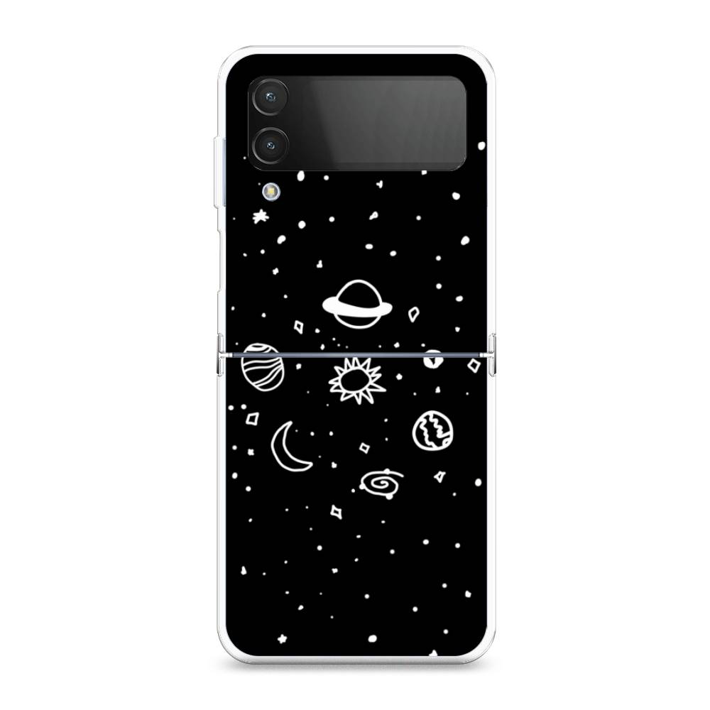 

Чехол на Samsung Galaxy Z Flip 4 "Дудл солнечной системы", Бежевый;серый, 2106650-2