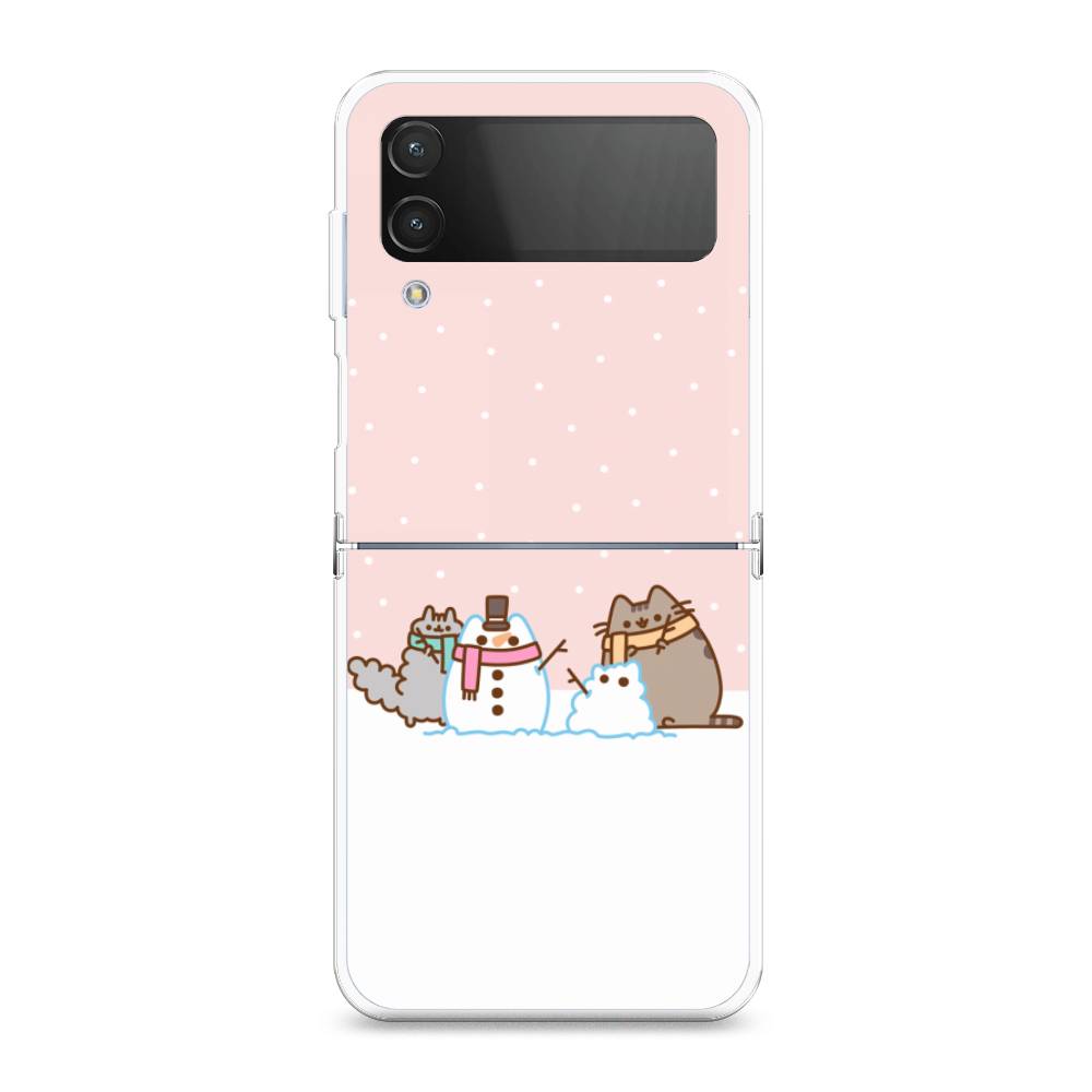 

Чехол на Samsung Galaxy Z Flip 4 "Котики в снегу", Розовый;белый;серый, 2106650-5