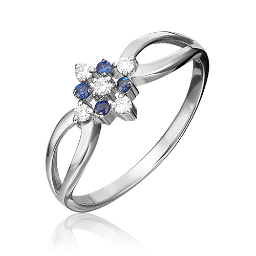 

Кольцо из золота с сапфиром/бриллиантом р. 18 PLATINA jewelry 01-1075-00-105-1120-30, 01-1075-00-105-1120-30