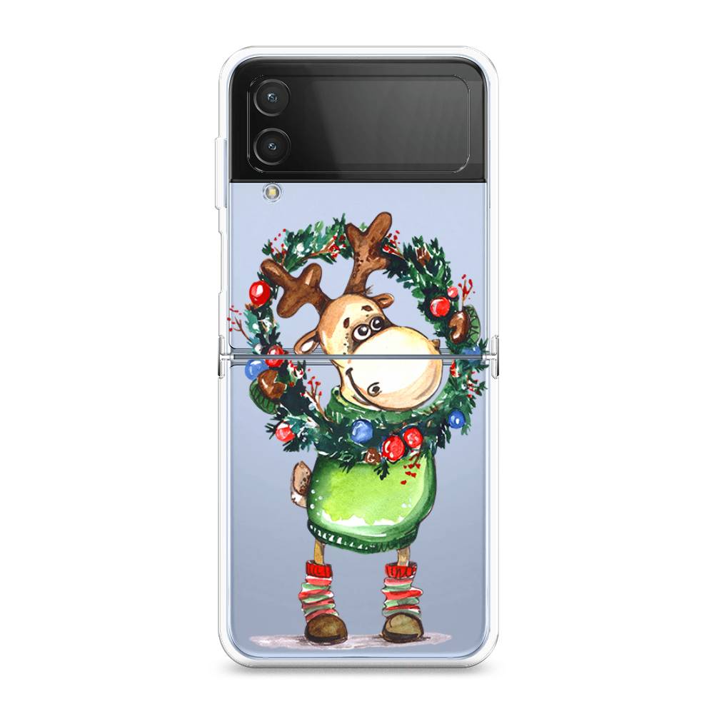 

Чехол на Samsung Galaxy Z Flip 4 "Олень с новогодним венком", 2106650-4