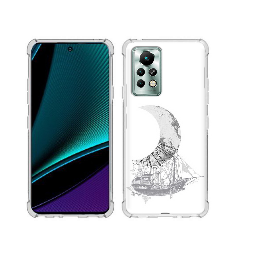 

Чехол MyPads Tocco для Infinix Note 11 Pro черно белый корабль полумесяц, Прозрачный, Tocco