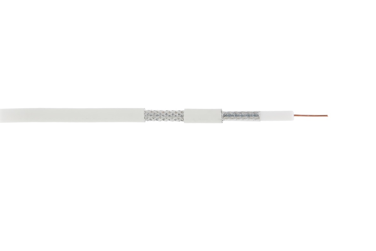 Коаксиальный кабель NETLAN RG-6, одножильный, CCS, PVC, белый, 100м UEC-C2-32123A-WT-1